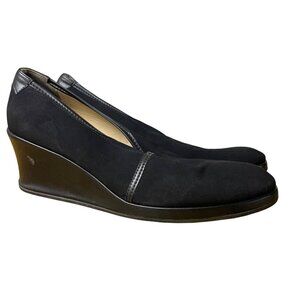 Taryn Rose Kelsey Demi Wedge Loafer Stretch Fabric Slip Ons Black Sz 41.5 (EU)